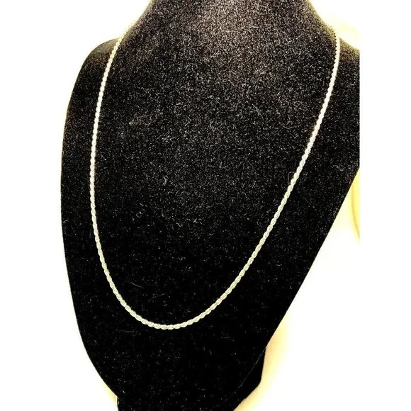 Sterling Silver Rope Necklace 20'' Chain 1.85mm Wide Unisex Jewelry - Picture 12 of 12